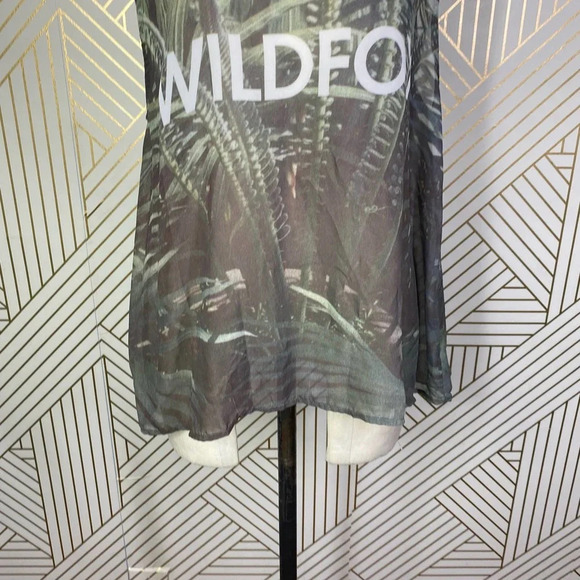 Wildfox Palm Jungle‎ Breezy Graphic Logo Tank Top Green Semi Sheer Size US Small - Picture 5 of 12